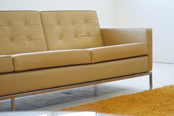 4 Seater Sofa Leather By Florence Knoll Bassett For Knoll Inc. / Knoll International, 1920s photo Furniture