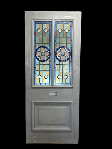 Victorian Stained Glass Front Door Old Antique Period Reclaimed Leaded Wood