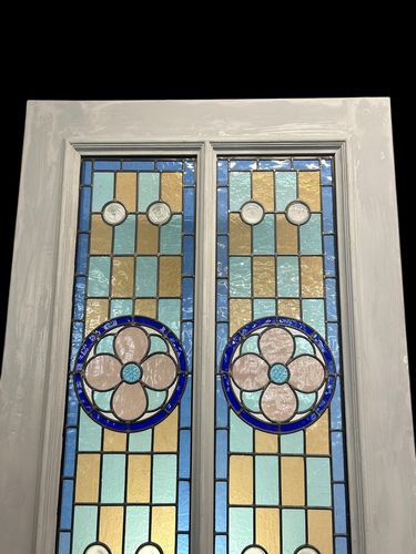 Victorian Stained Glass Front Door Old Antique Period Reclaimed Leaded Wood photo 3363.0