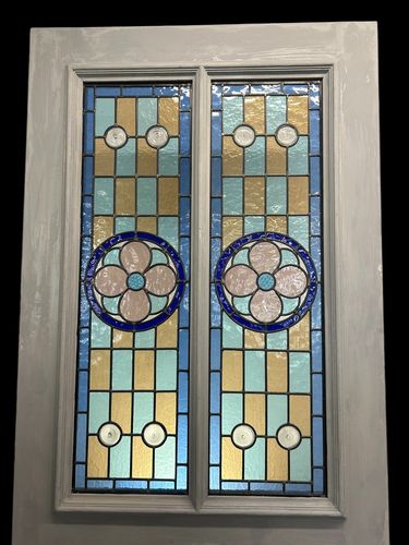 Victorian Stained Glass Front Door Old Antique Period Reclaimed Leaded Wood photo vinterior