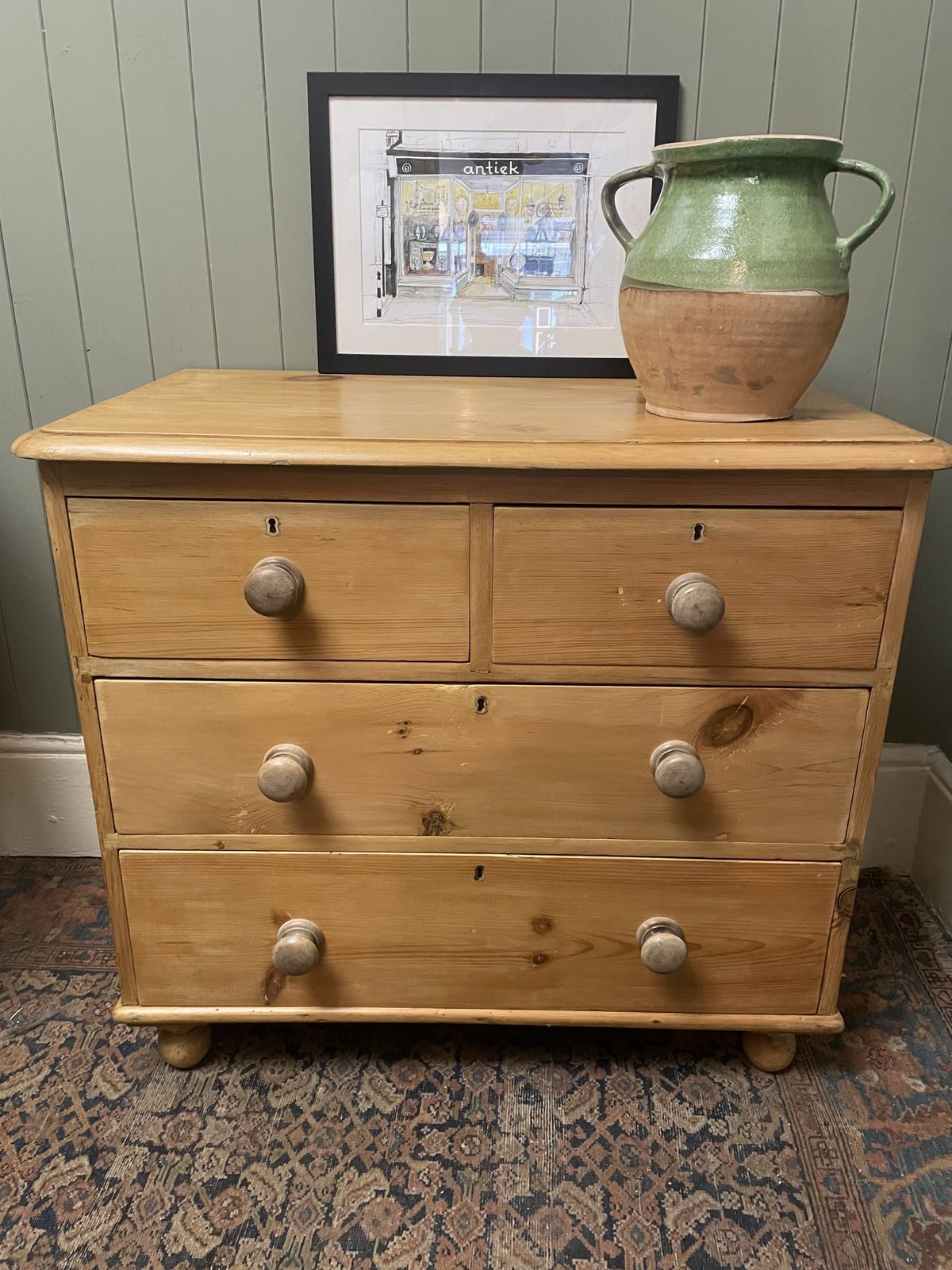 Victorian Waxed Pine Chest Of Drawers