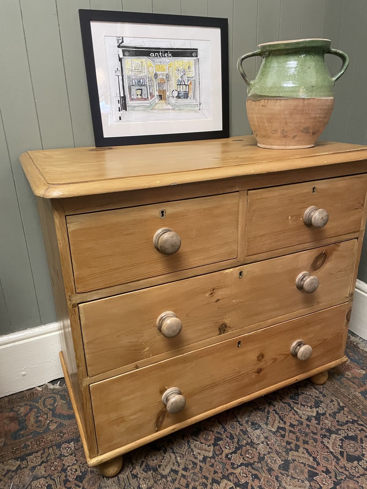 Victorian Waxed Pine Chest Of Drawers photo furniture