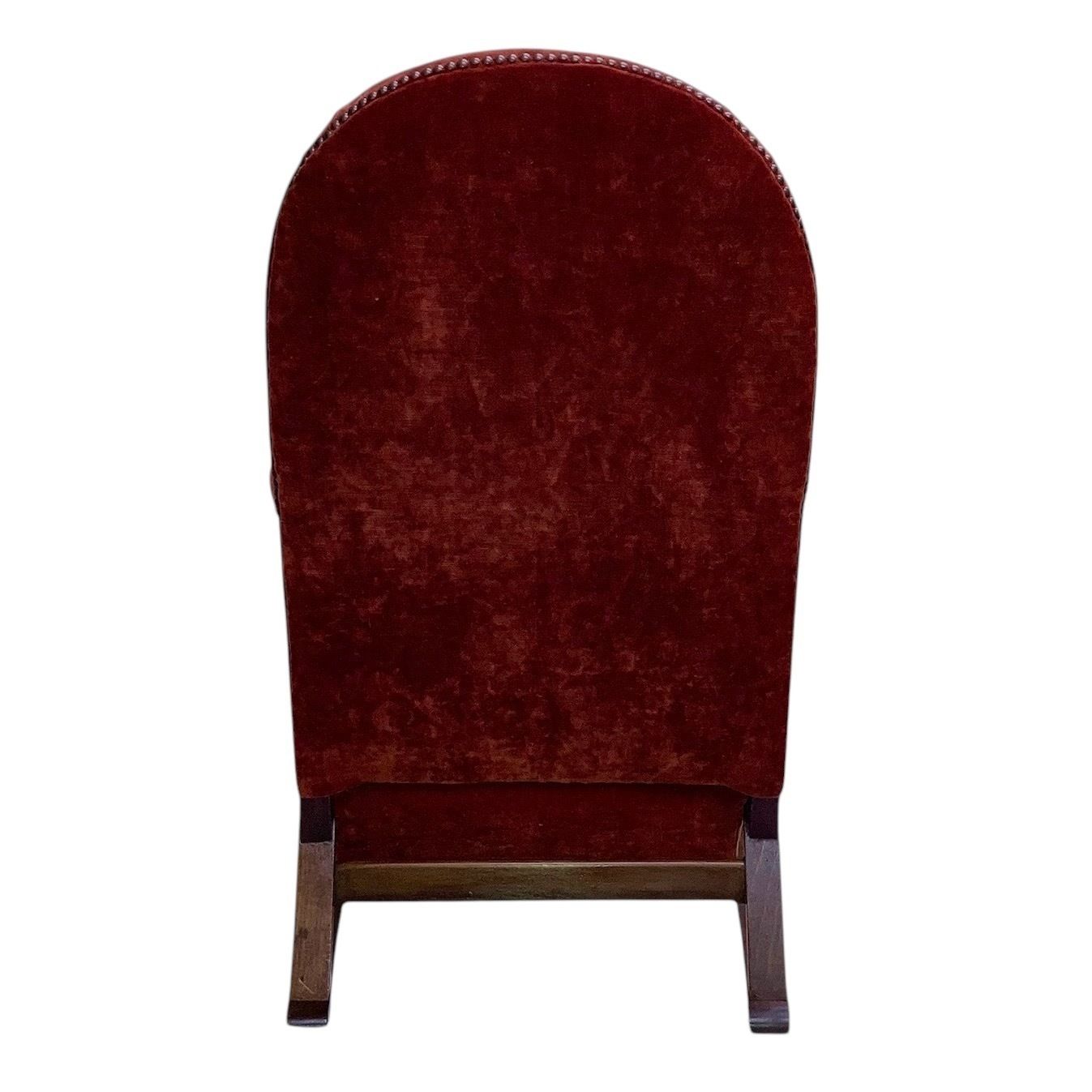 Rare Shaped Art Deco Armchair With Bentwood Frame: Redcurrant  Velvet And Bronze Tack Detailing photo furniture