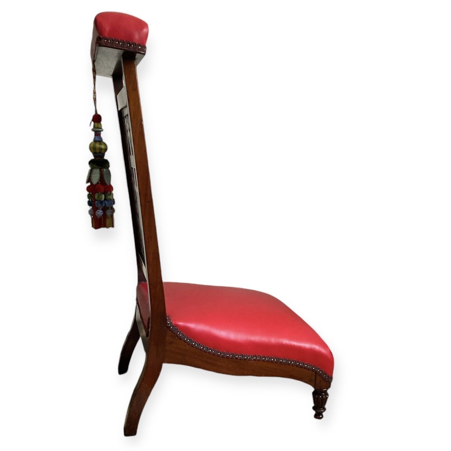 Antique William IV Era Prayer Chair / Prie Dieu In Walnut Fully Restored And Upholstered In Italian Leather With A Tassel photo 1295.0