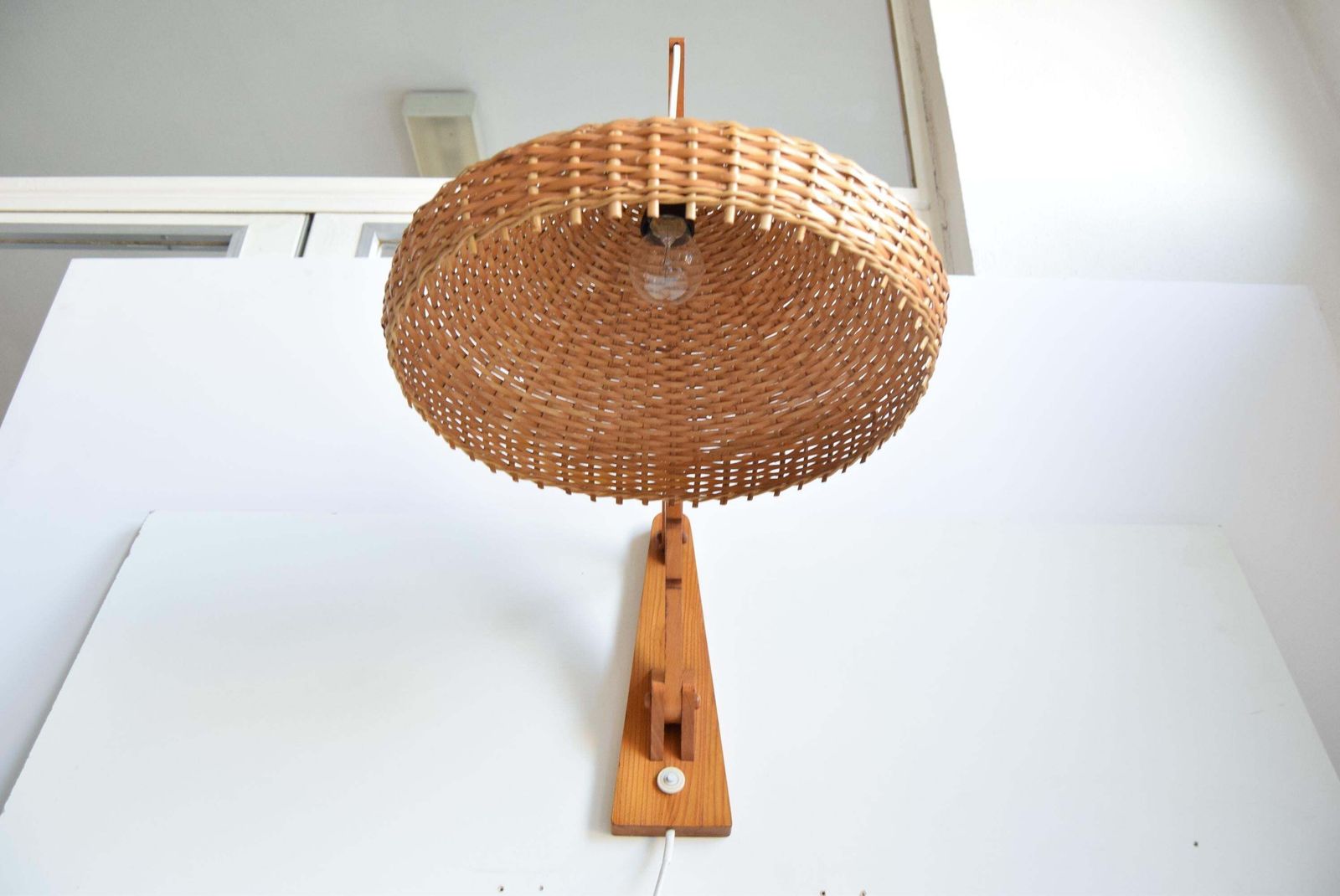 Lighting Adjustable Wooden Wall Lamp 1960s By Pokrok žilina, Czechoslovakia. photo