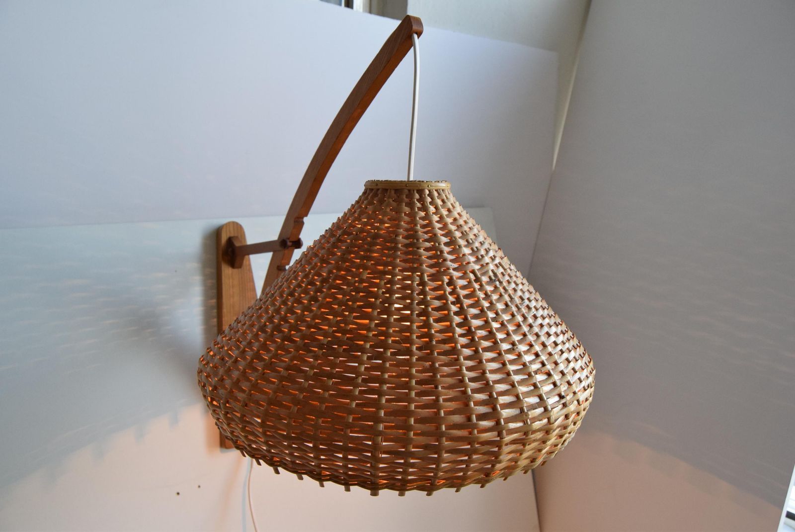 photo buy Adjustable Wooden Wall Lamp 1960s By Pokrok žilina, Czechoslovakia.