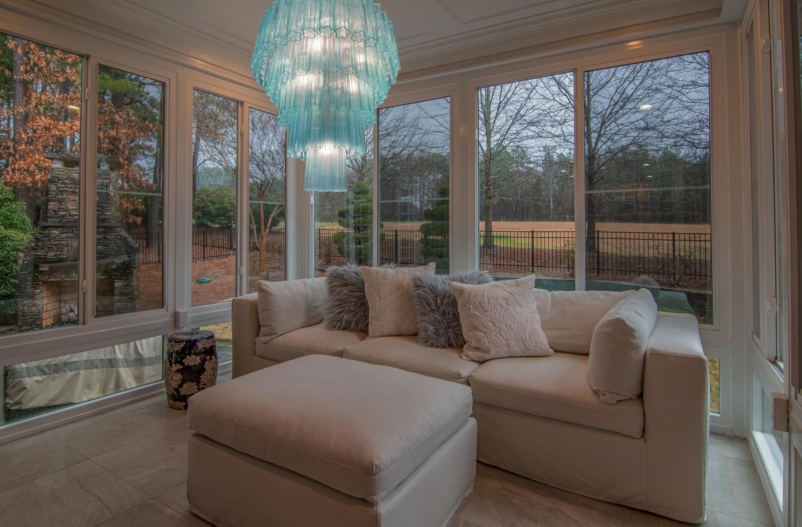 Pair Majestic Aquamarine  Murano Chandeliers By Valentina Planta photo vinterior