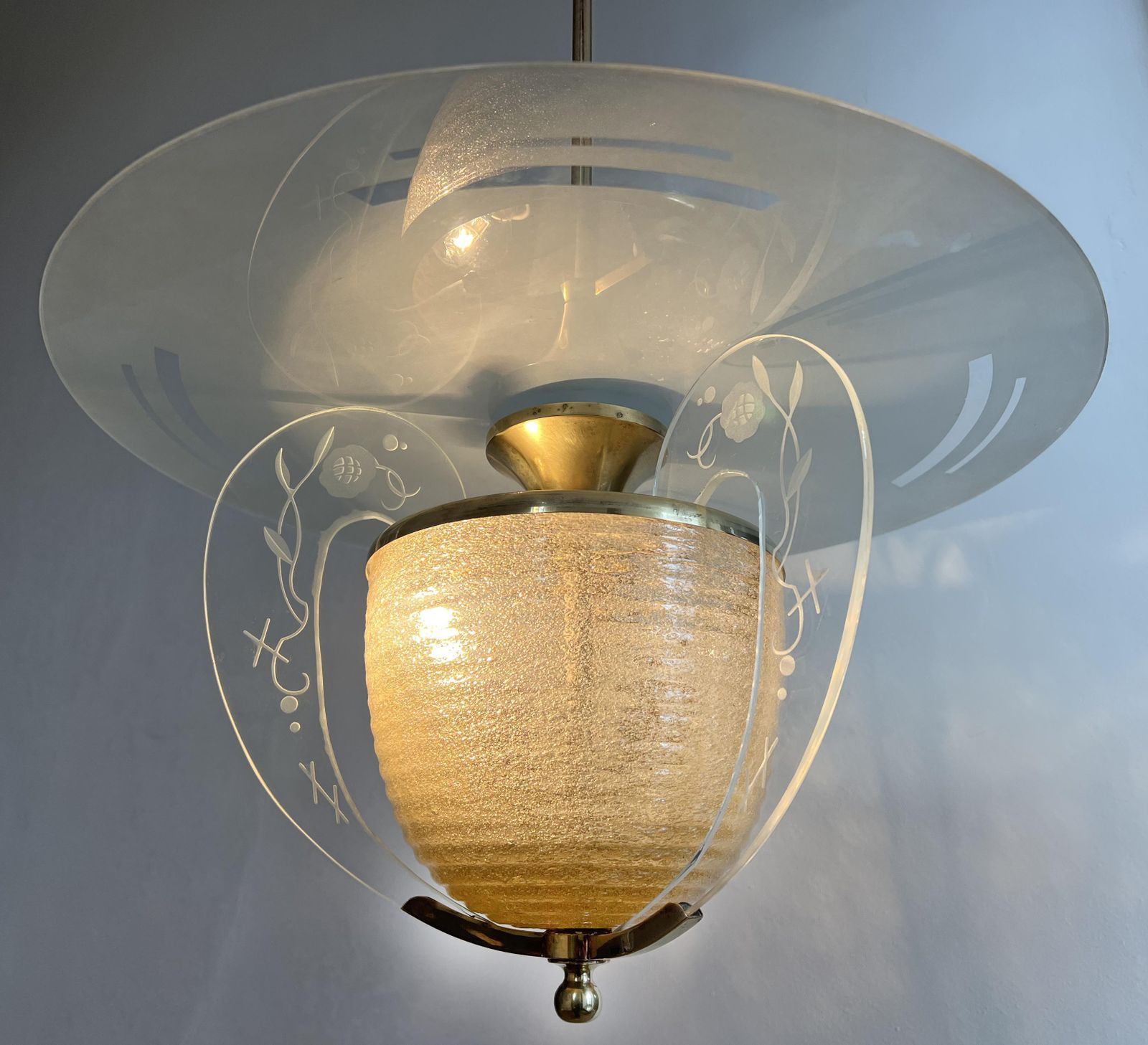 photo for sale Very Rare Italian Chandelier By Barovier & Toso, Murano, 1950s