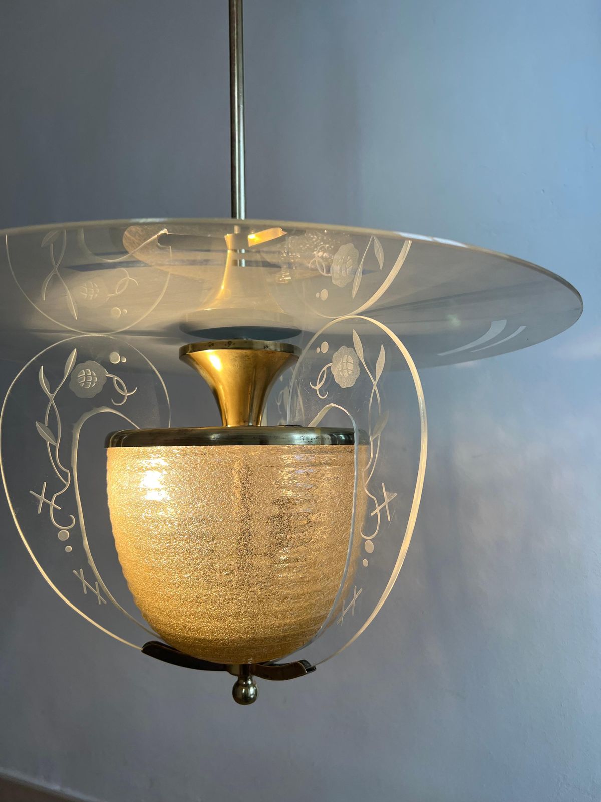 5382.0 Very Rare Italian Chandelier By Barovier & Toso, Murano, 1950s photo