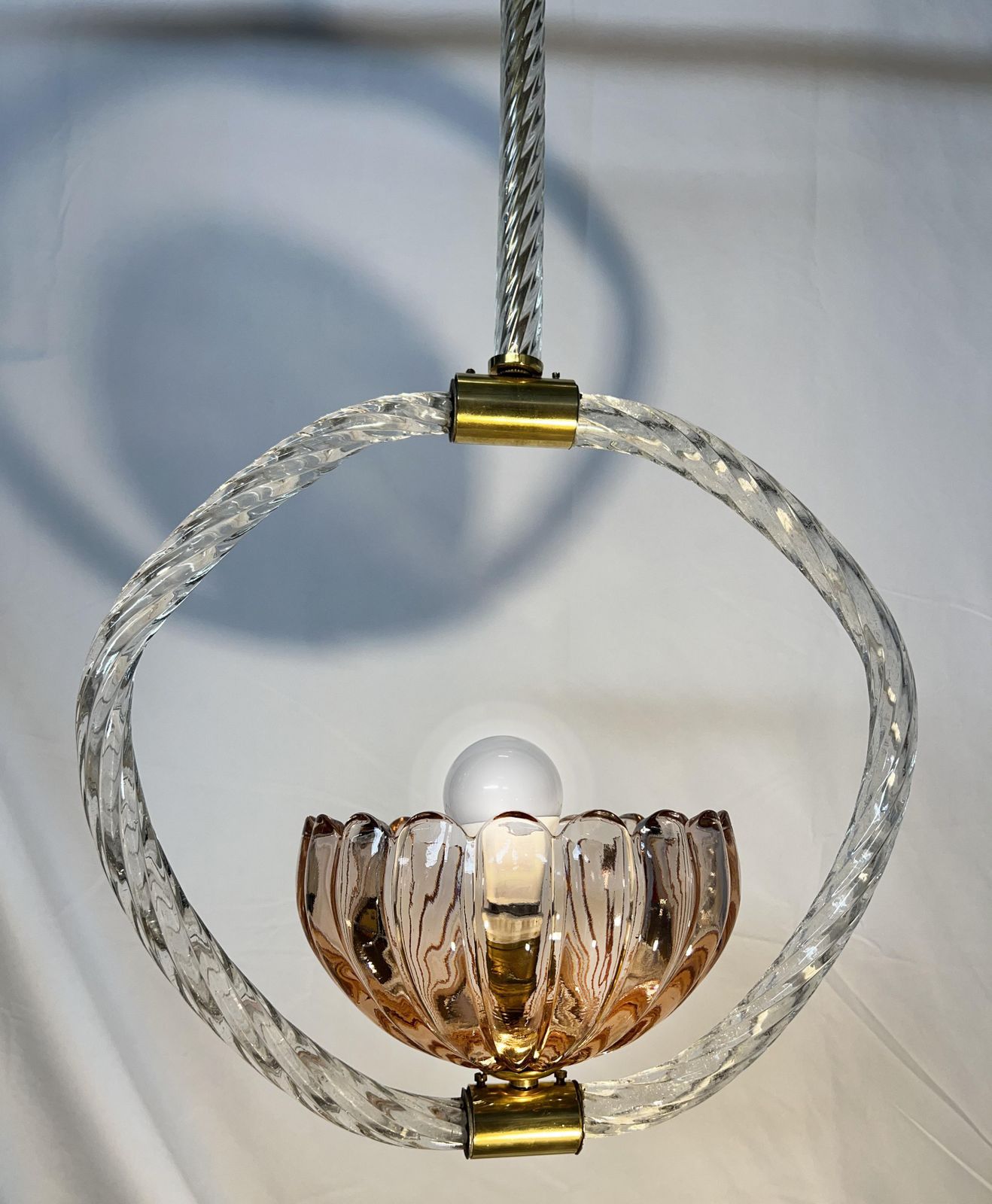 photo furniture Charming Pink Pendant Chandelier By Barovier & Toso, Murano, 1940s