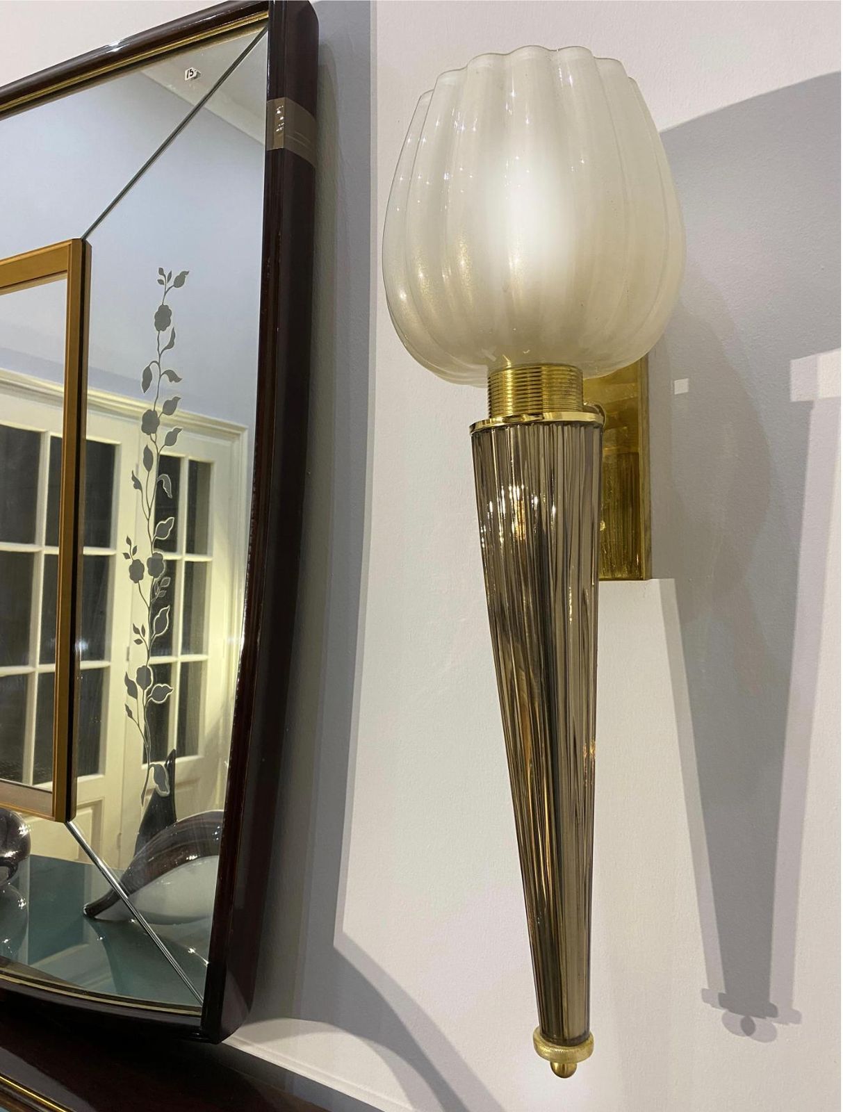 Pair Of Charming Sconce By Barovier & Toso, Murano, 1970s photo vintage
