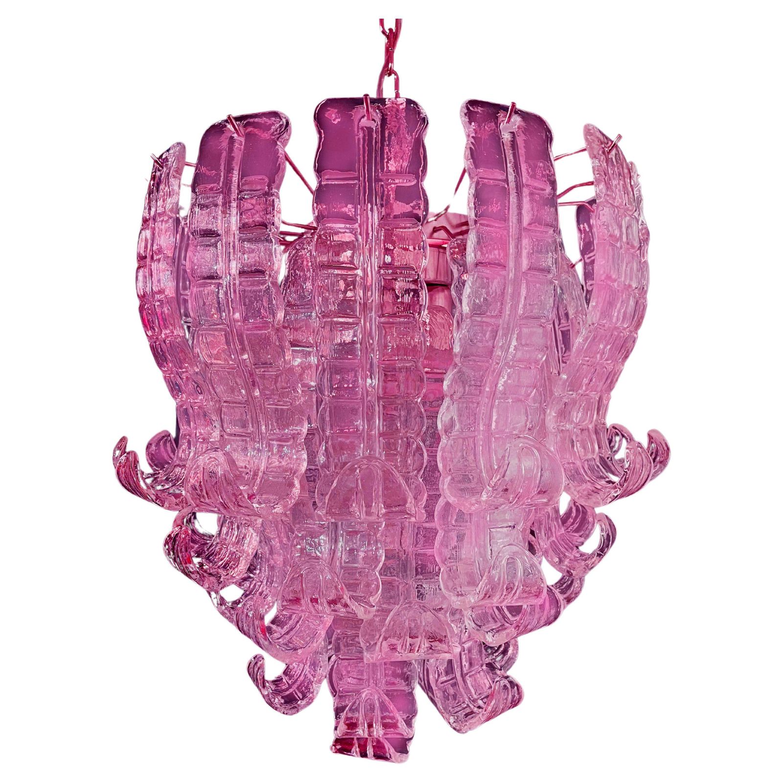 Spectacular Venetian Pink Glass Chandelier. Murano