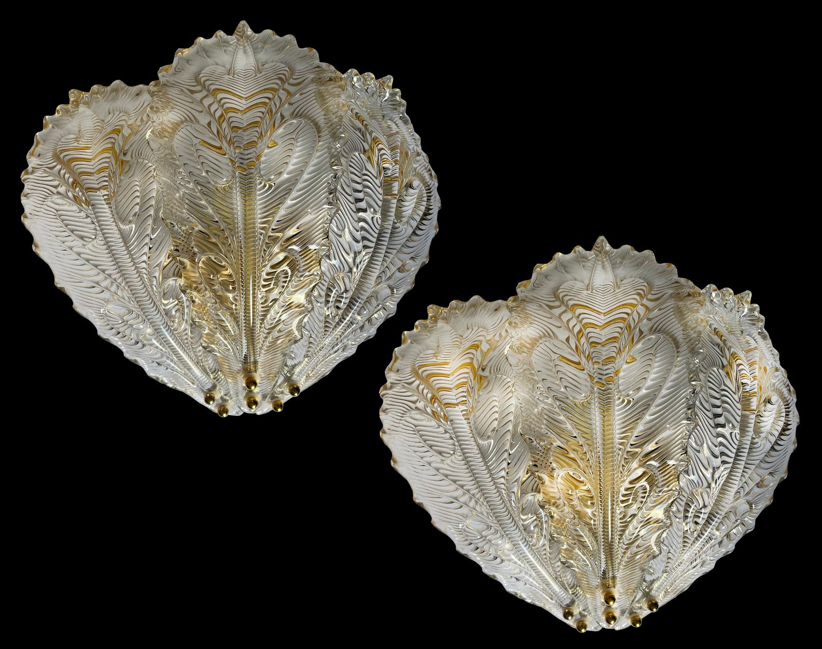 photo buy Luxurious Pair Of Wall Lamps Style Barovier & Toso, Murano, 1980s
