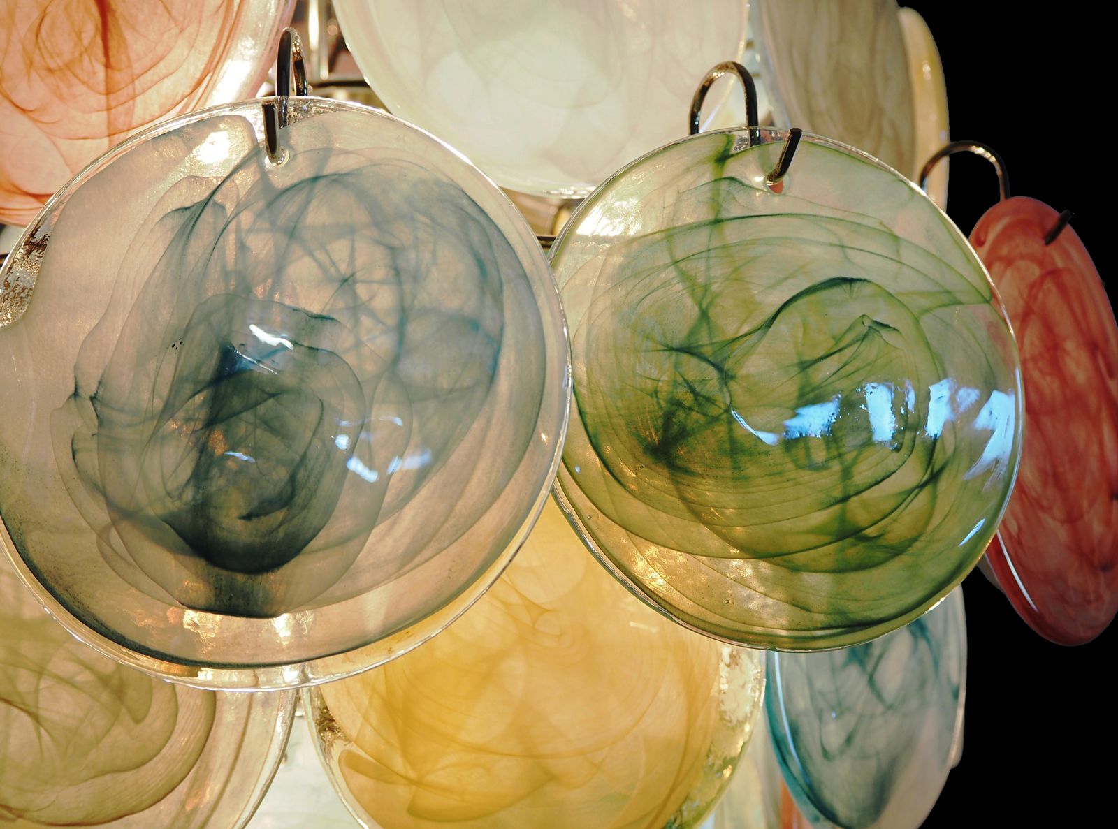 photo buy Pair Mid Century Italian Arlecchino Murano Chandeliers