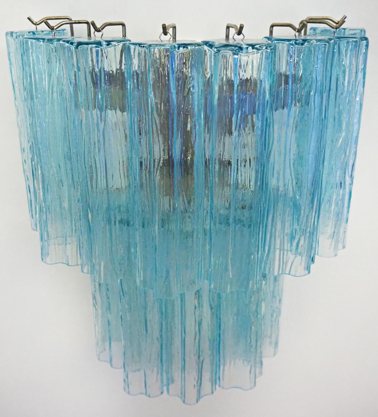 photo vinterior Beautiful Pair Of Murano Glass Tube Wall Sconces   13 Blue Glass Tube