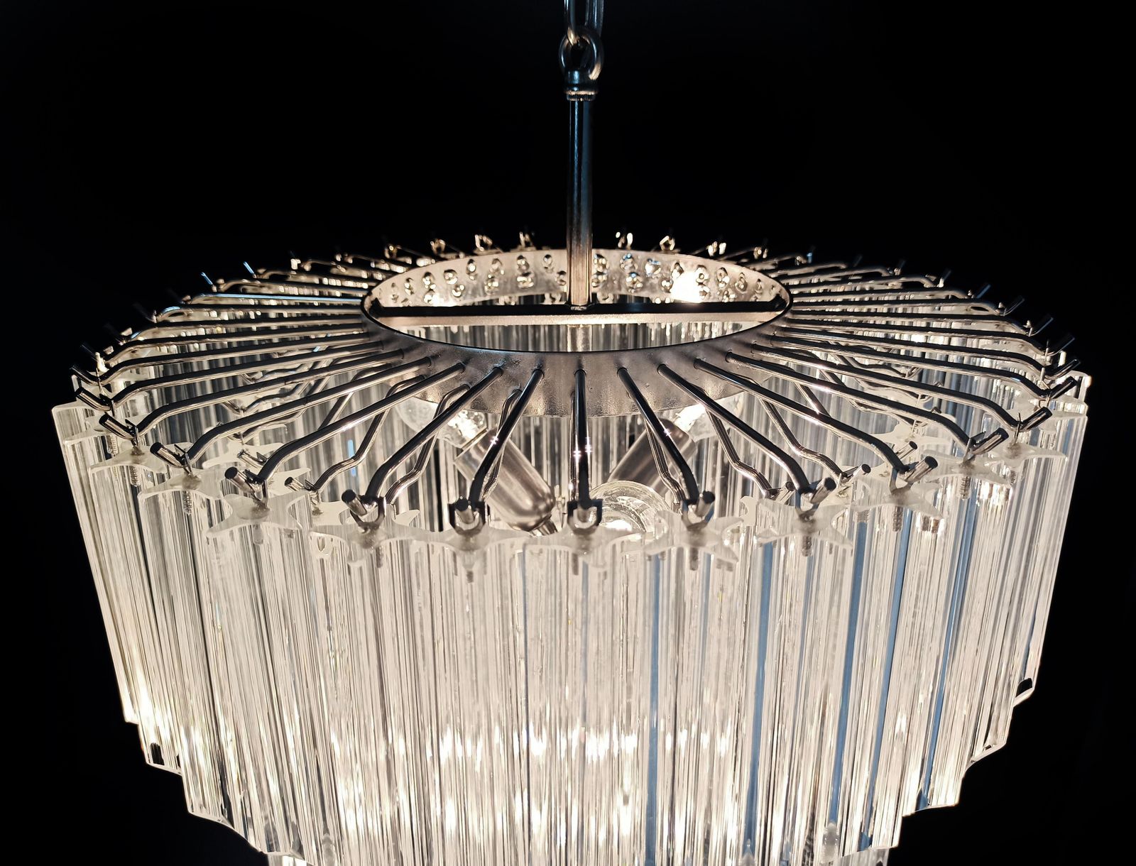 Lighting Elegant Stylish Murano Glass Chandeliers   112 Transparent Quadriedri photo