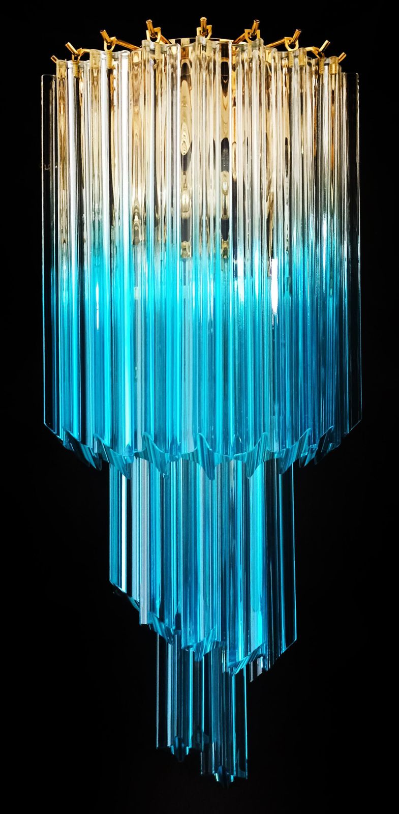 Lighting Elegant Pair Of Vintage Murano Wall Sconce   32 Quadriedri Trasparent And Blue photo
