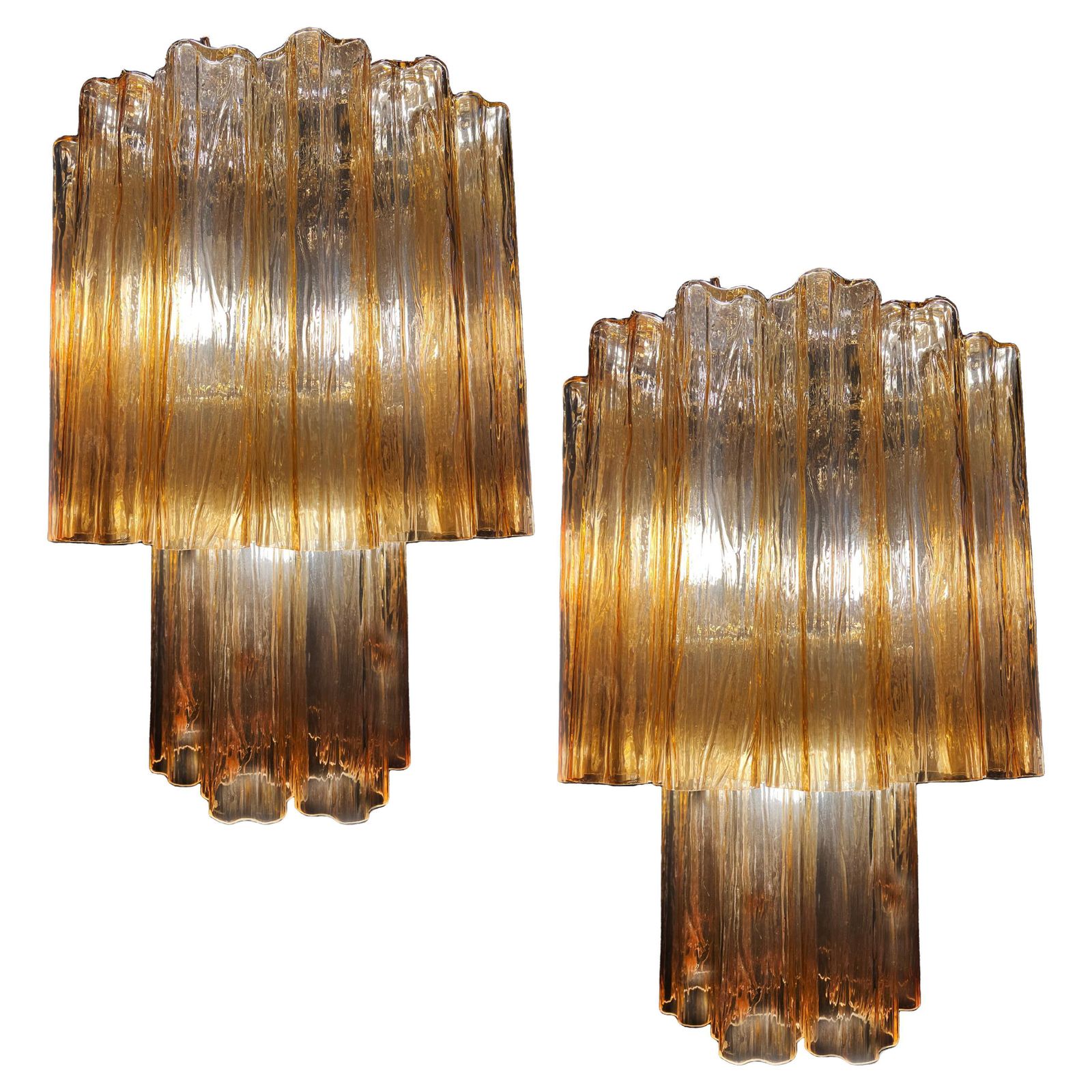 Charming Pair Of Italian Amber Chandeliers By Valentina Planta, Murano photo furniture