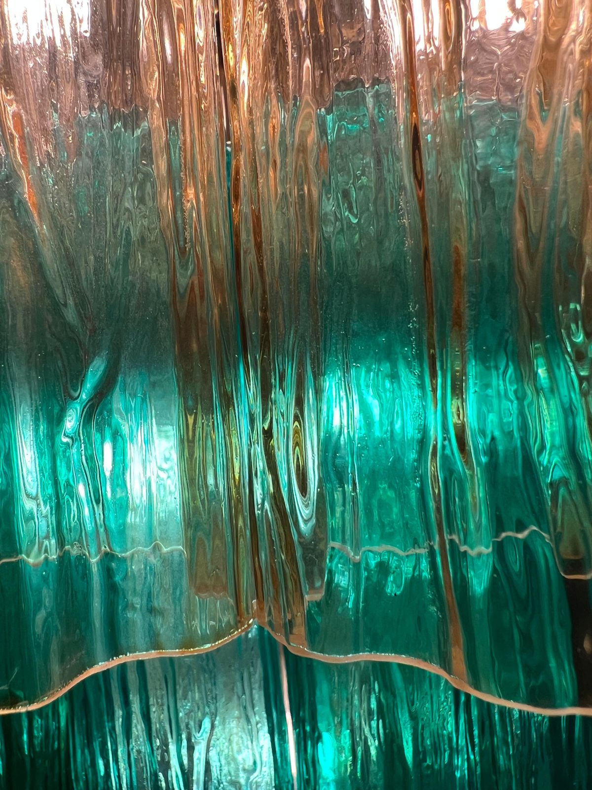 Charming Emerald And Gold Italian Chandelier By Valentina Planta. Murano photo Lighting