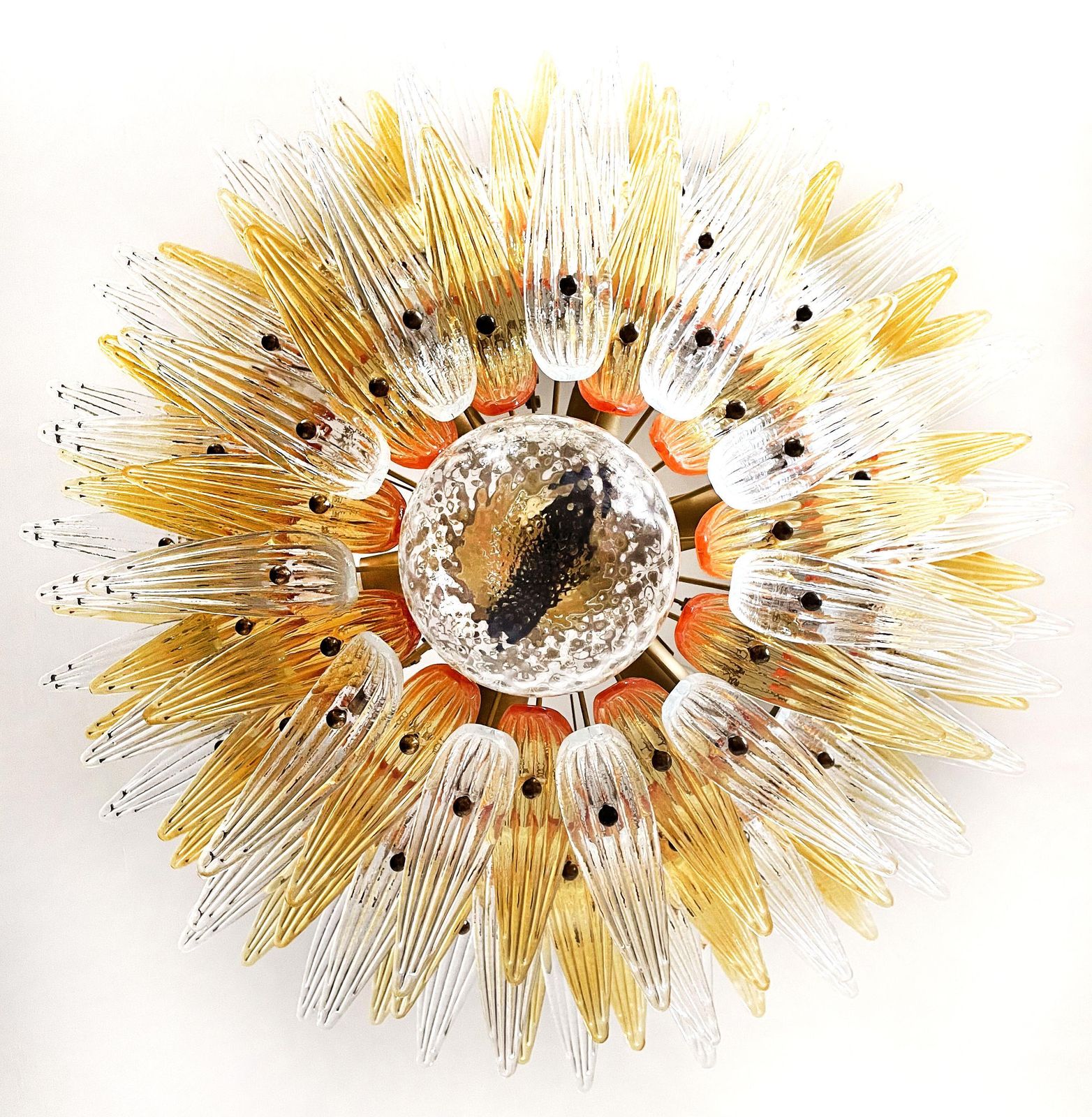 photo furniture Elegant Palmette Ceiling Light   Three Levels, 104 Clear And Amber Glasses