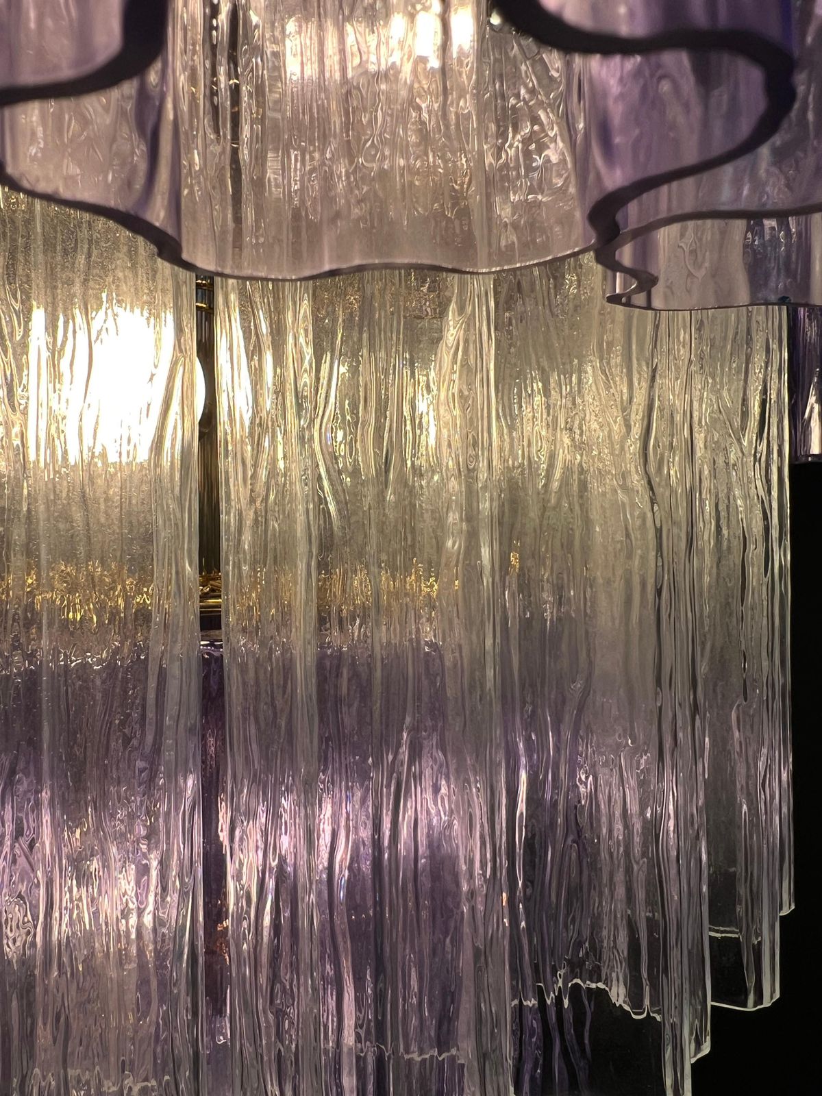 photo vintage Charming Pair Italian Amethyst & Clear Chandeliers By Valentina Planta, Murano