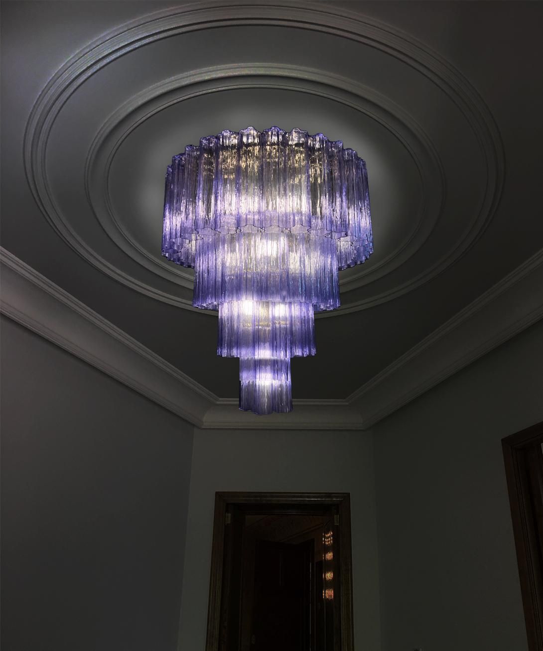 Charming Pair Italian Amethyst Chandeliers By Valentina Planta, Murano photo furniture
