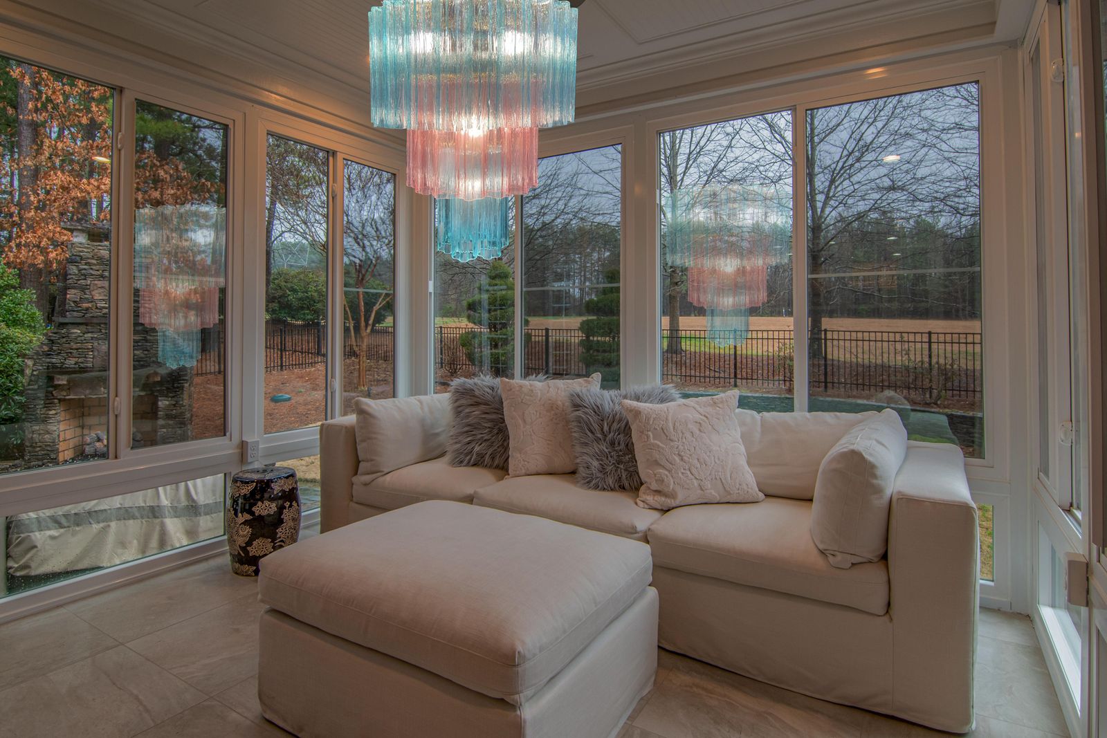 Pair Pink And Blue Murano Chandeliers By Valentina Planta photo furniture