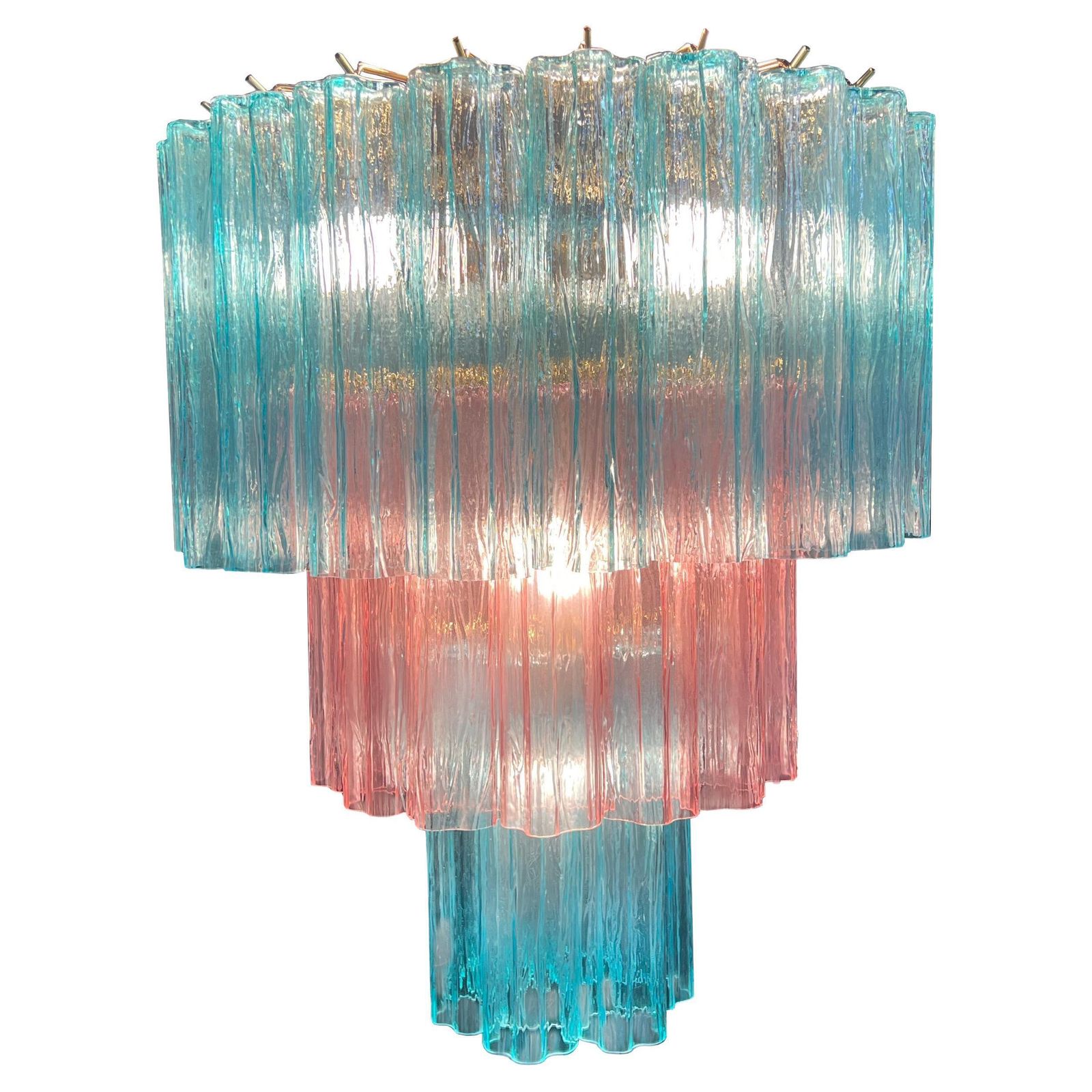 Pink And Blue Murano Chandelier By Valentina Planta