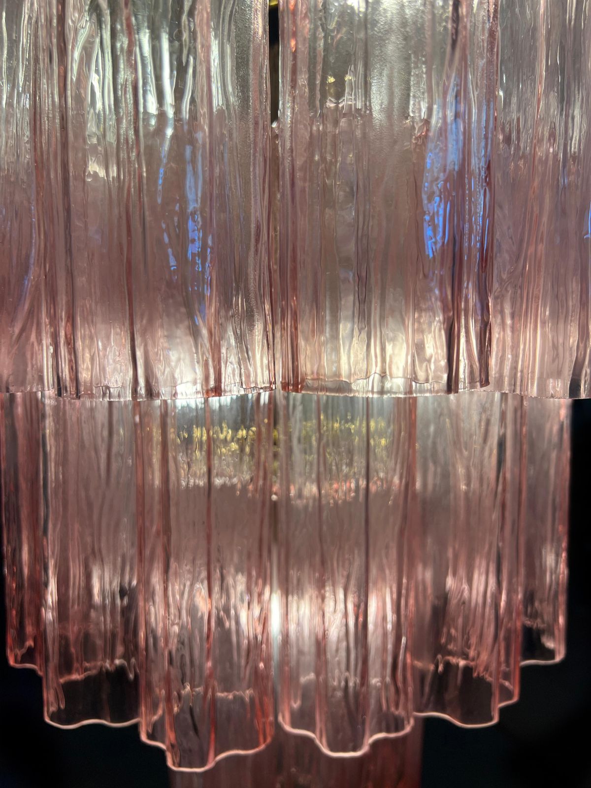 photo buy Amazing Pair Of Italian Pink Chandeliers By Valentina Planta, Murano