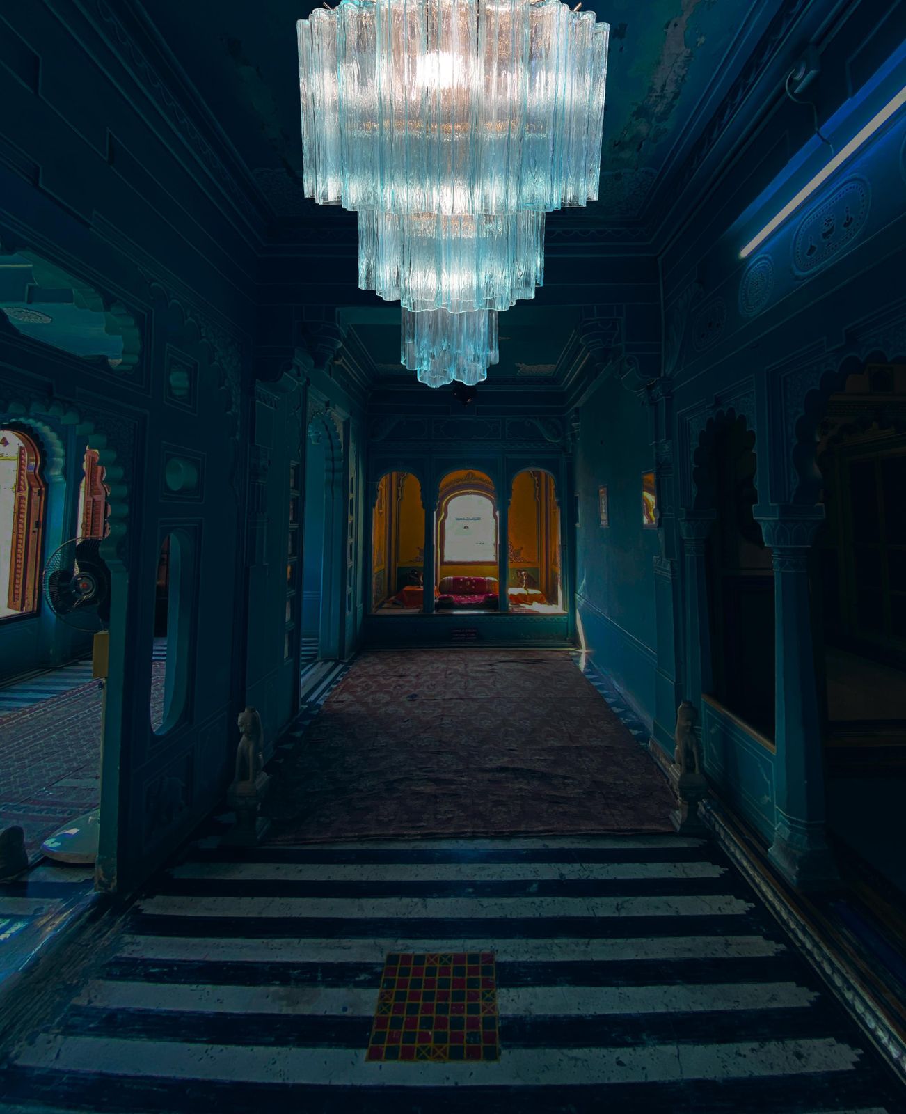 Pair Fine And Precious Blue Italian Chandeliers By Valentina Planta, Murano photo Lighting