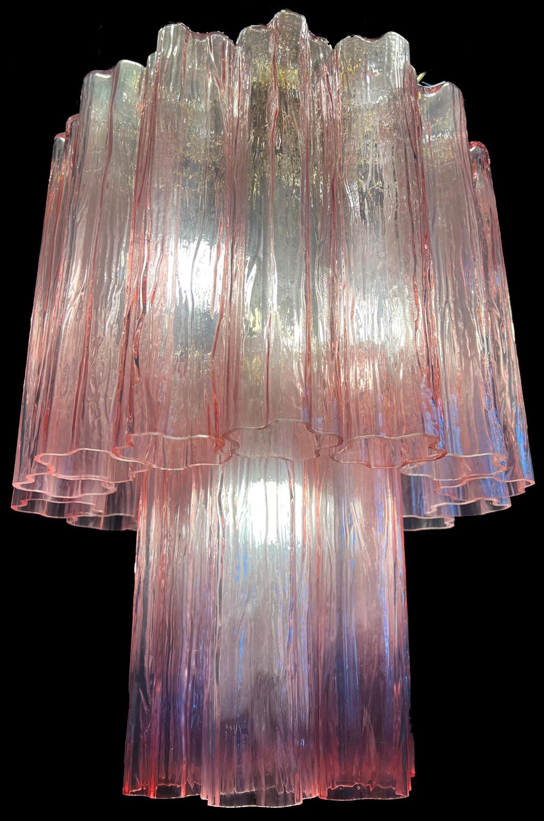 Elegant Italian Pink Chandelier By Valentina Planta, Murano photo vinterior