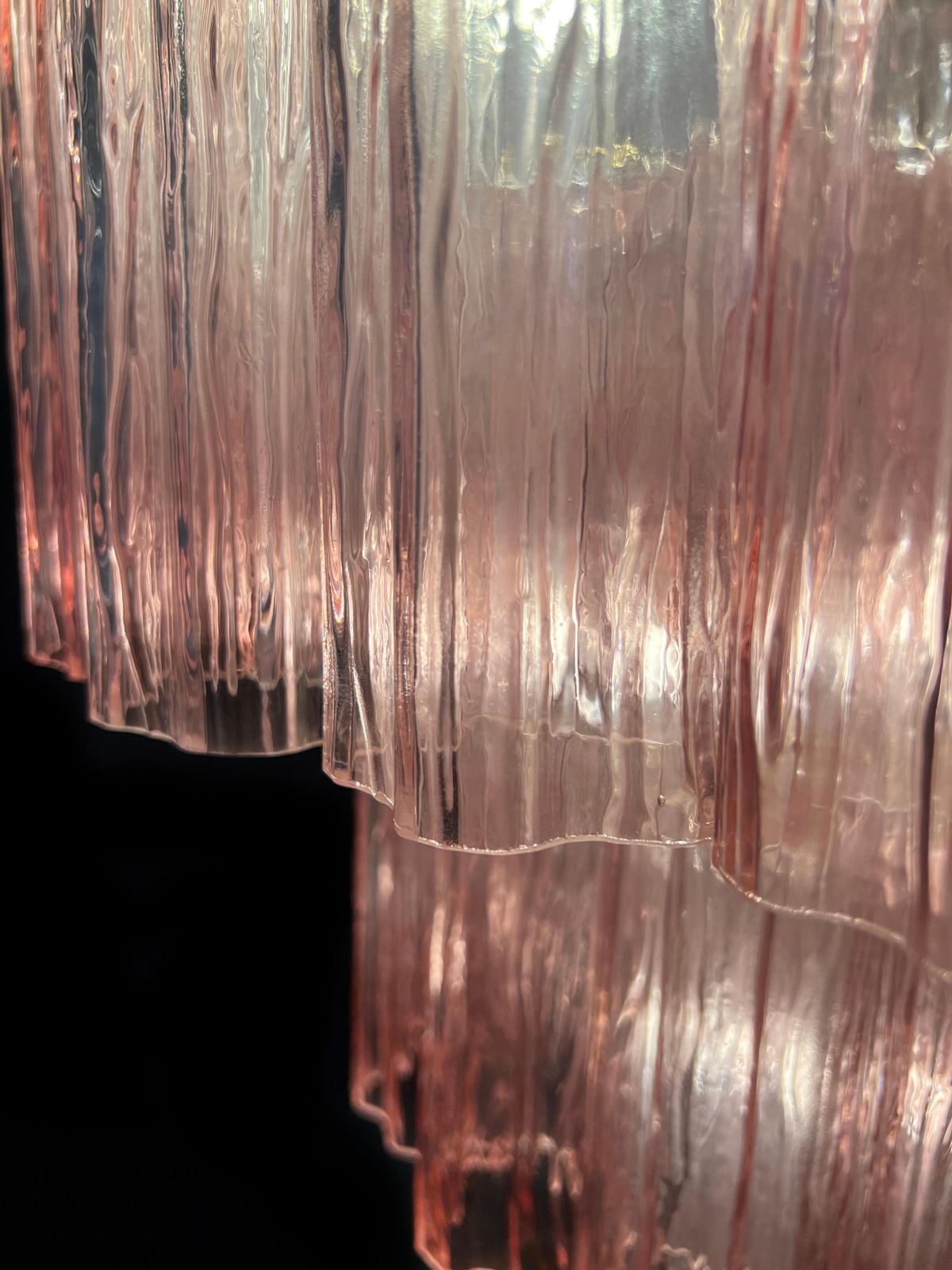 Lighting Elegant Pair Of Italian Pink Chandeliers By Valentina Planta, Murano photo