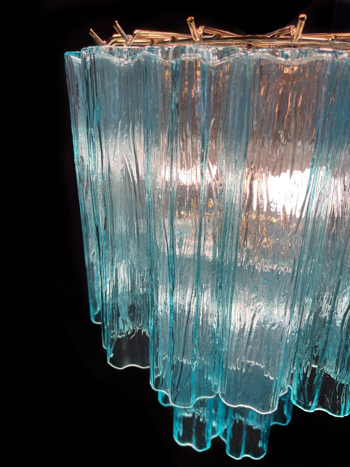 Elegant Pair Of Italian Blue Chandeliers By Valentina Planta, Murano photo buy