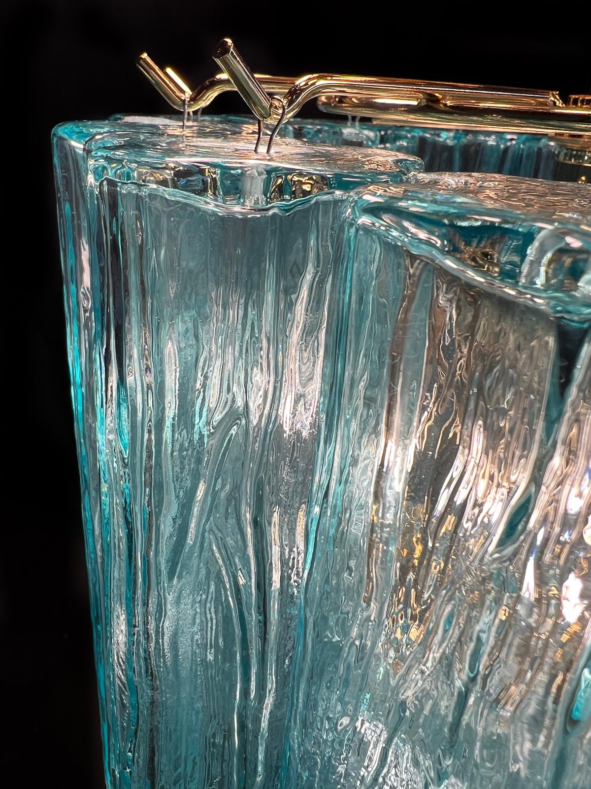 2307.0 Elegant Pair Of Italian Blue Chandeliers By Valentina Planta, Murano photo
