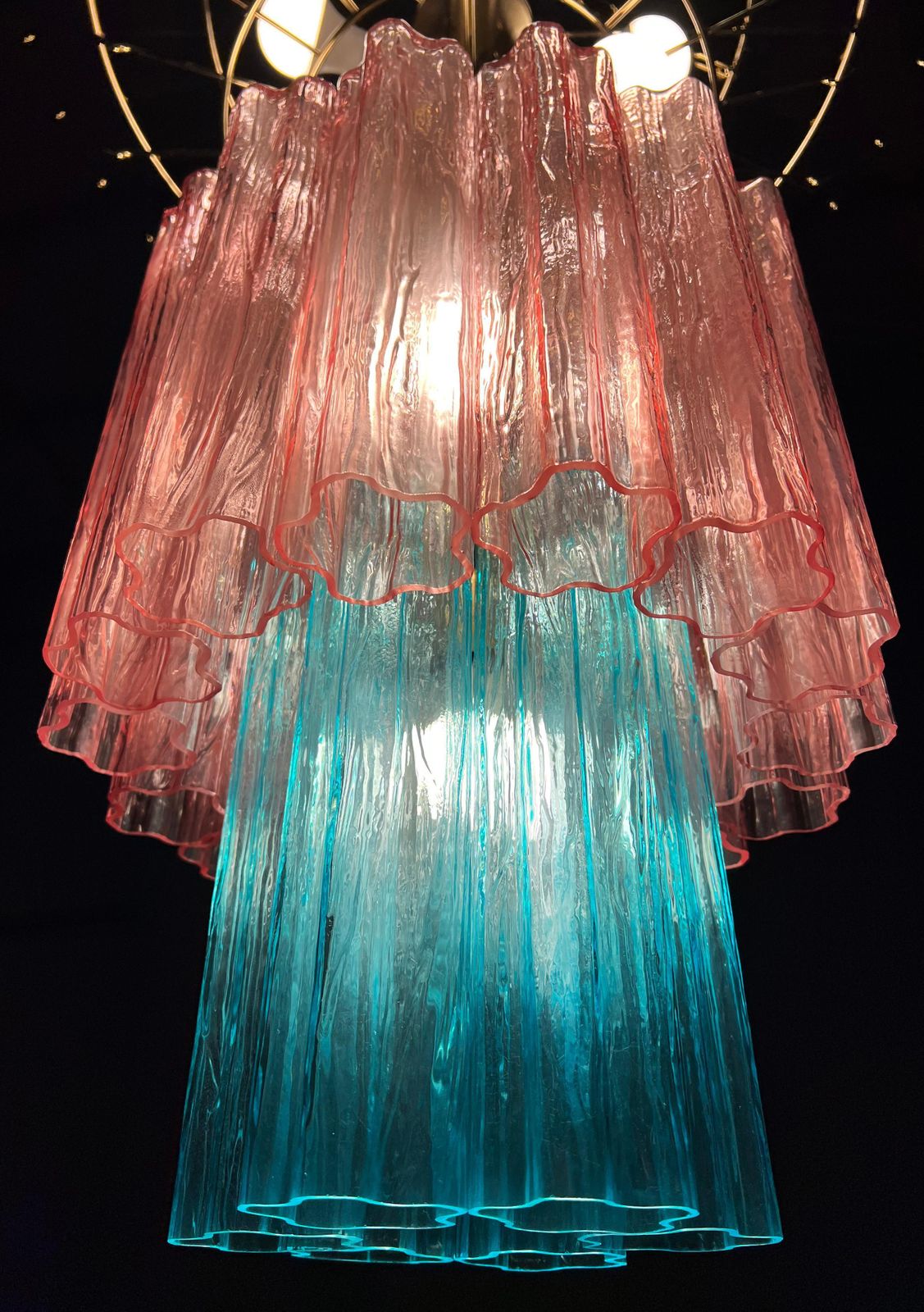 Amazing Italian Pink Blue Chandelier By Valentina Planta, Murano photo 1231.0