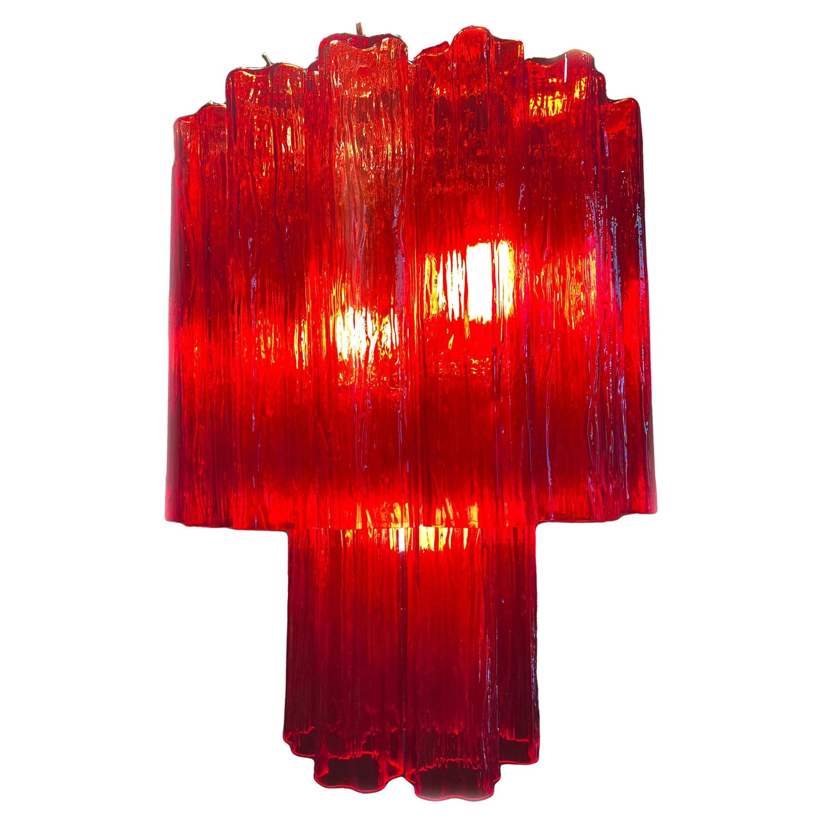 Amazing Italian Ruby Red Italian Chandelier By Valentina Planta, Murano