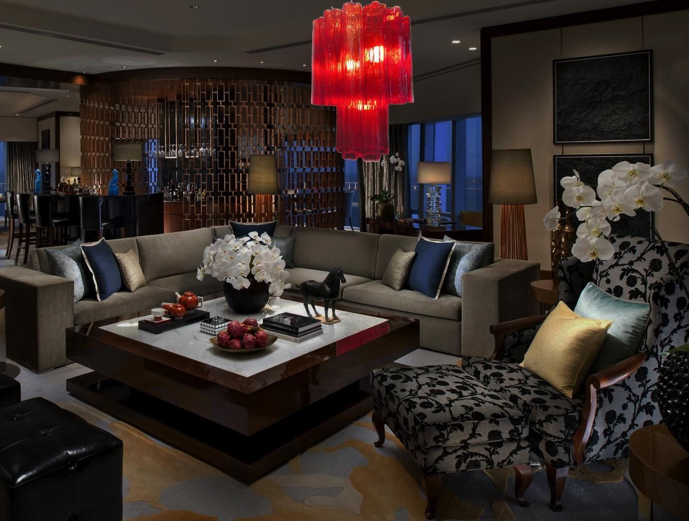 1153.0 Amazing Italian Ruby Red Italian Chandelier By Valentina Planta, Murano photo