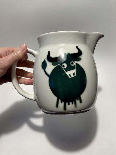 photo for sale Vintage Arabia Finland Heluna Large Green Cow Jug By Anja Juurikkala Kl2 1970s