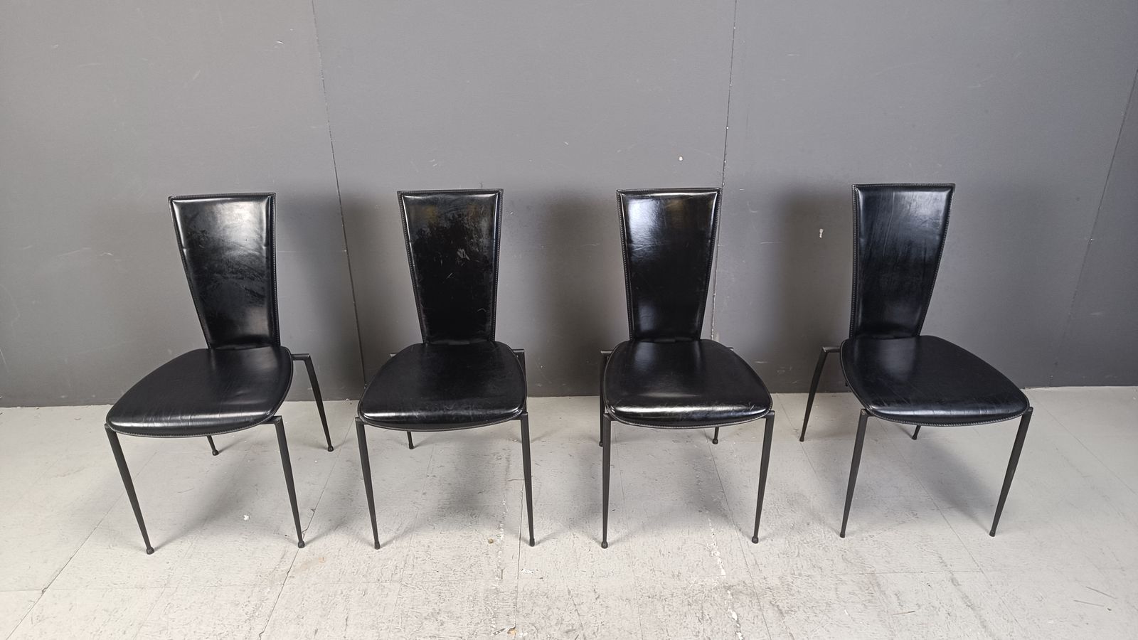 Set Of 4 Postmodern Dining Chairs By Arper Italy, 1980s photo 695.0