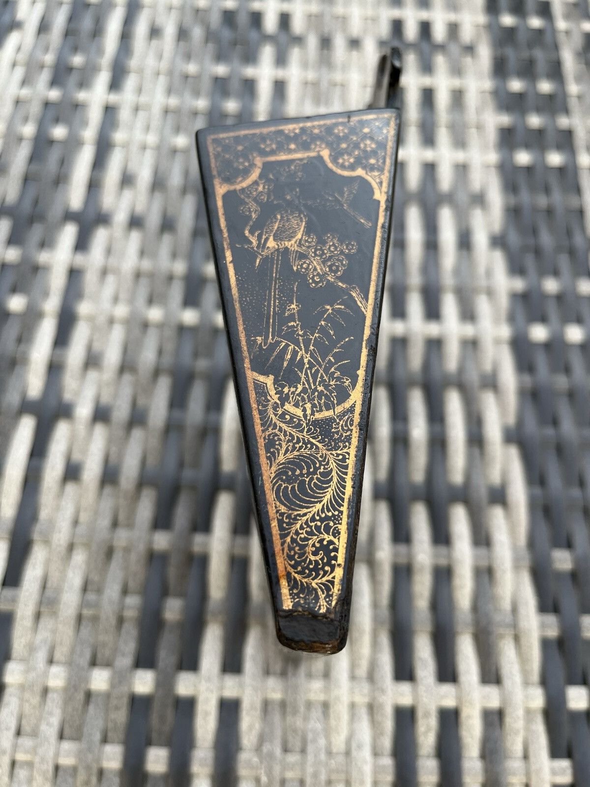 Antique Chinoiserie Lacquer Papier Mache Wall Pocket Box Letter Rack Japonsime photo vinterior