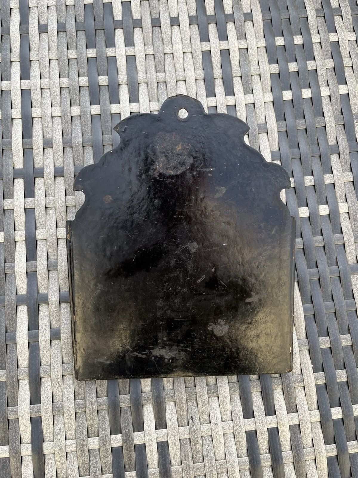 Antique Chinoiserie Lacquer Papier Mache Wall Pocket Box Letter Rack Japonsime photo vintage