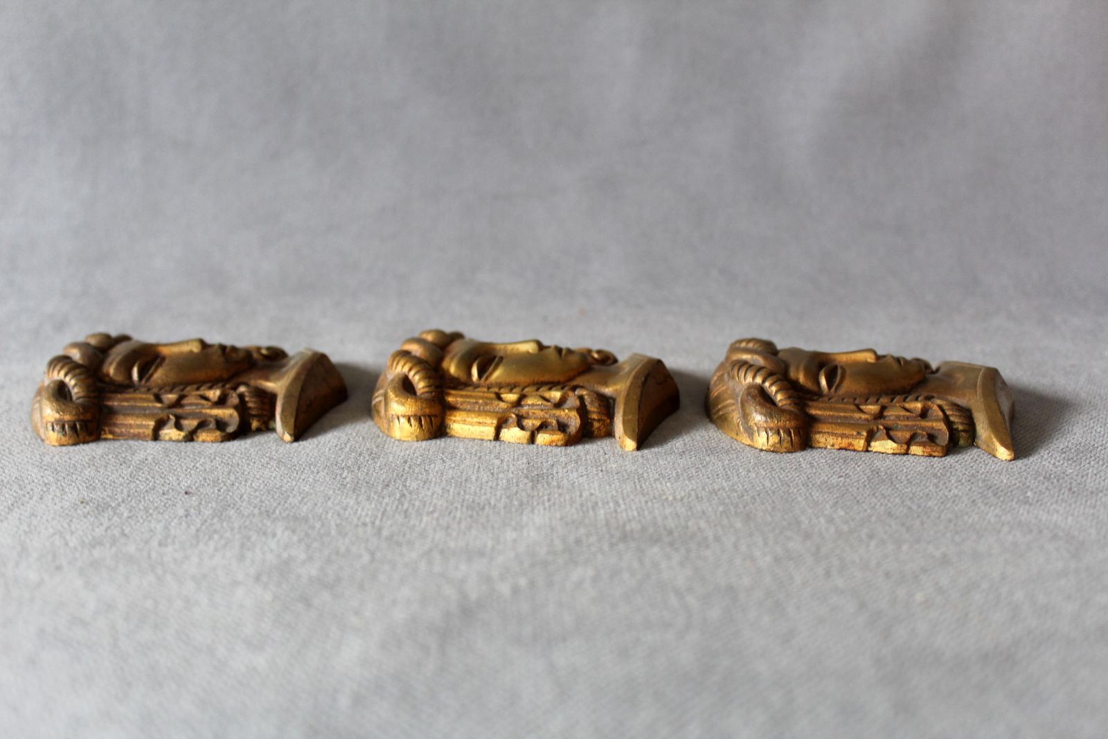 photo furniture Set Of Three Antique French Bronze Pediment Or Ornament, Furniture Decoration, Empire Regency, Lady, Embellishment Salvage, Restoration