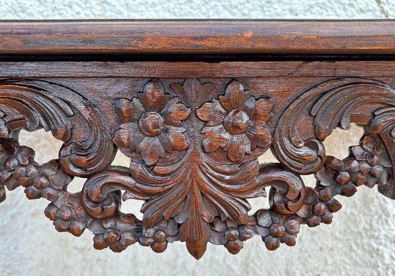 photo vintage 19th Century French Louis XIV Breton Carved Oak Sofa Table Desk, 1890s
