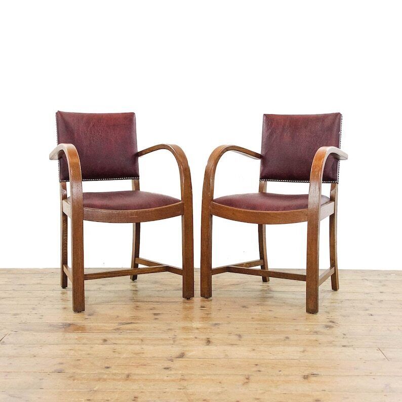 Two Vintage Art Deco Armchairs | Pair Of Chairs | Pair Of Antique Chairs | Antique Seating (M 5894)