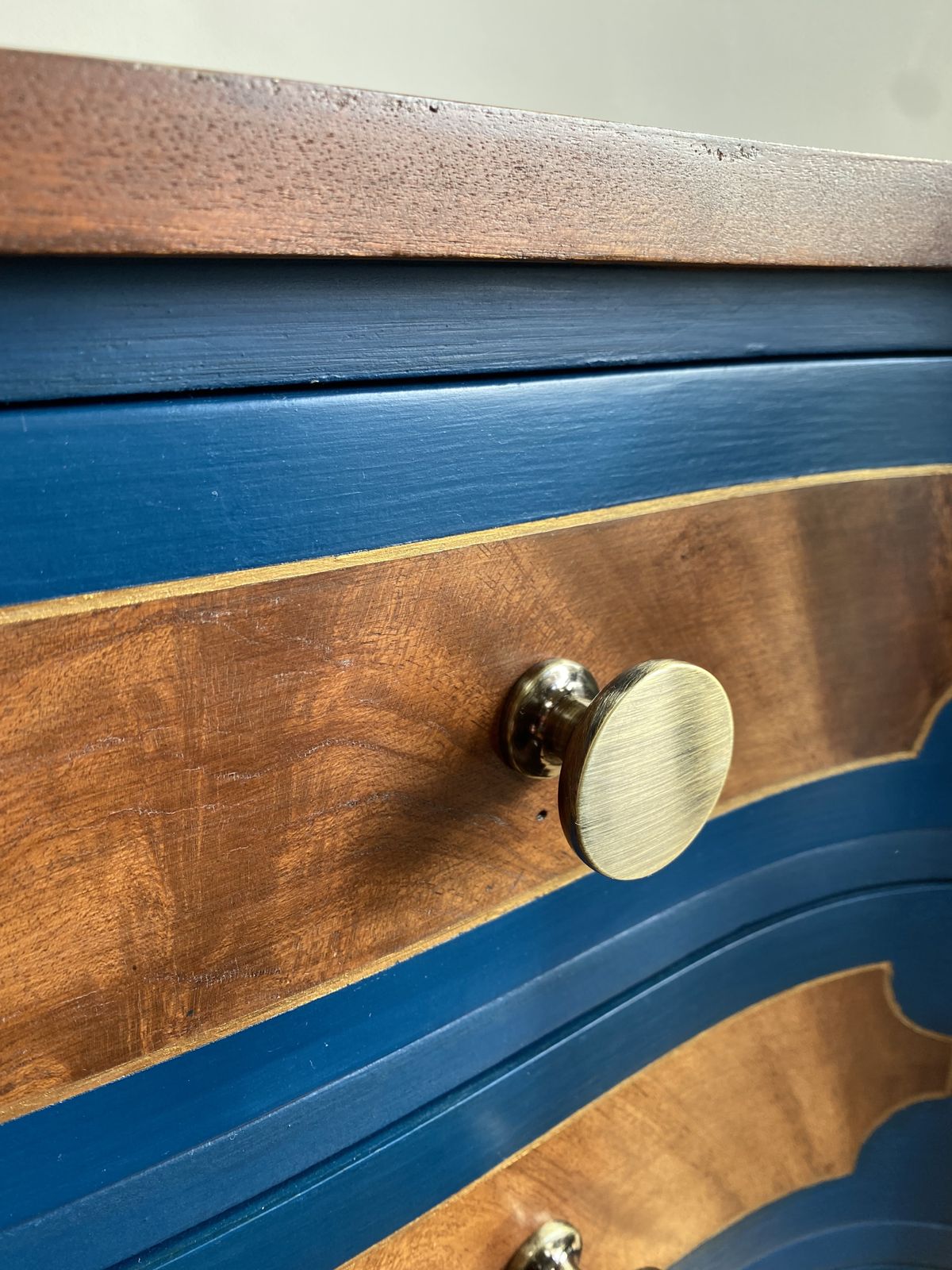 Lovingly Refurbished Vintage Dresser Sideboard With Navy And Gold, Fully Lined Drawers photo 300.0