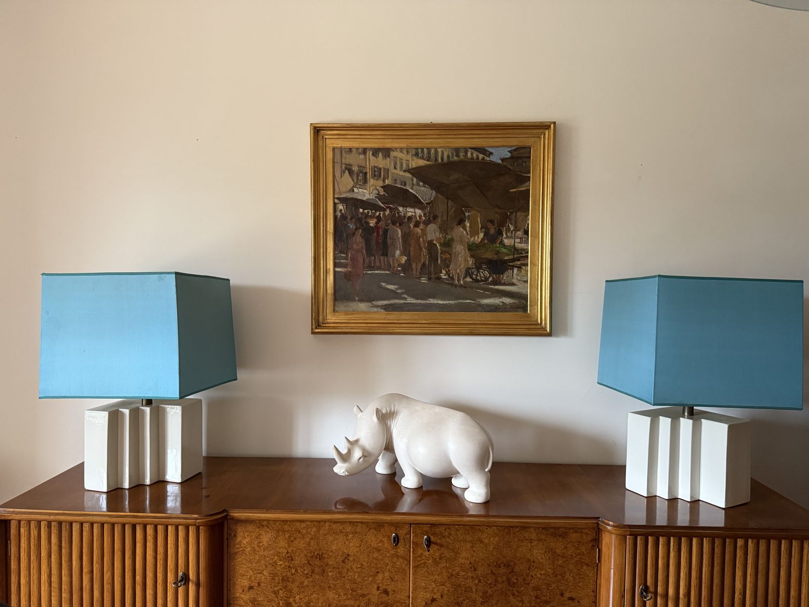 Hollywood Regency Set Of 2 Ceramic Table Lamps, France 1970s photo Lighting