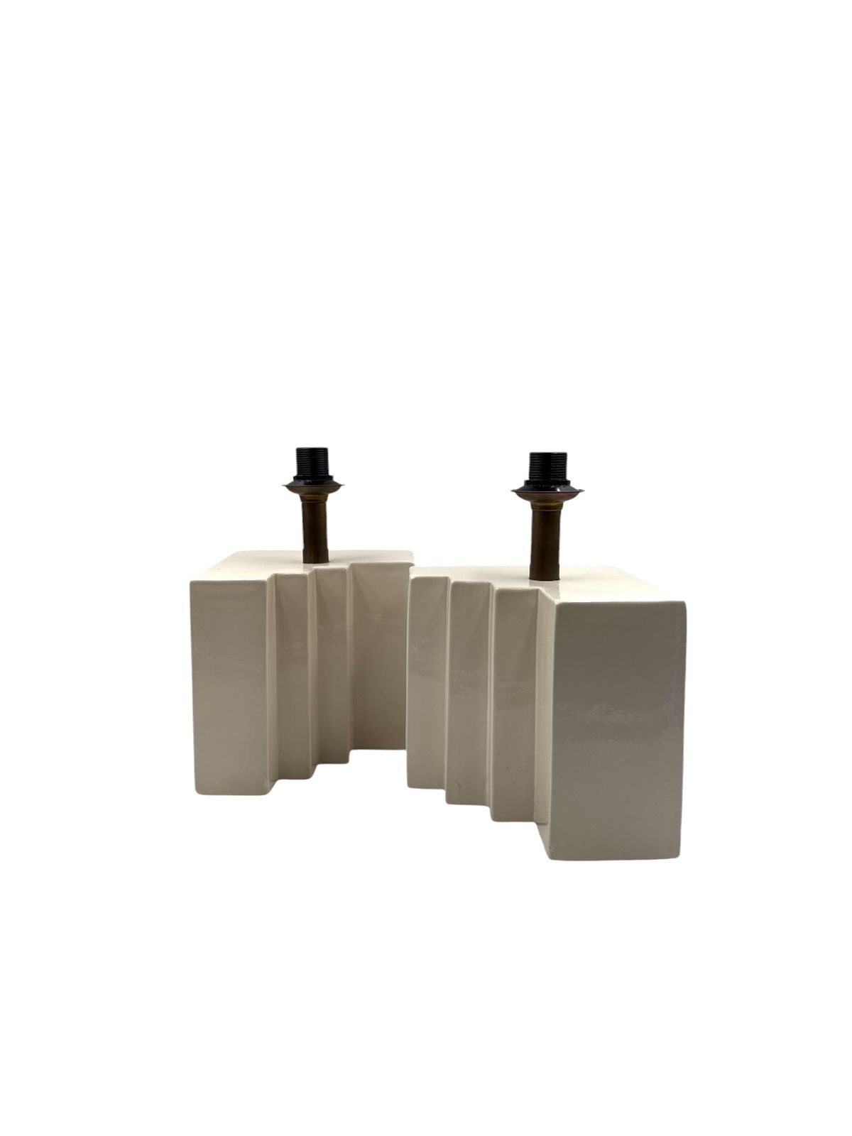 photo vintage Hollywood Regency Set Of 2 Ceramic Table Lamps, France 1970s
