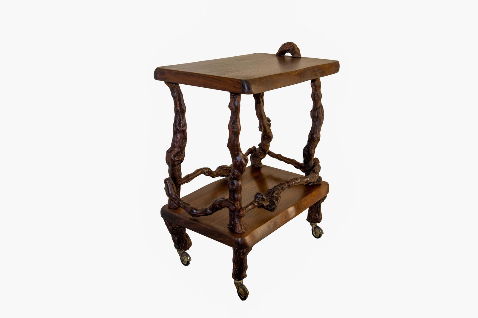 Midcentury Serving Trolley Table Vine Wood And Elm Bar Cart Circa 1960 photo Furniture