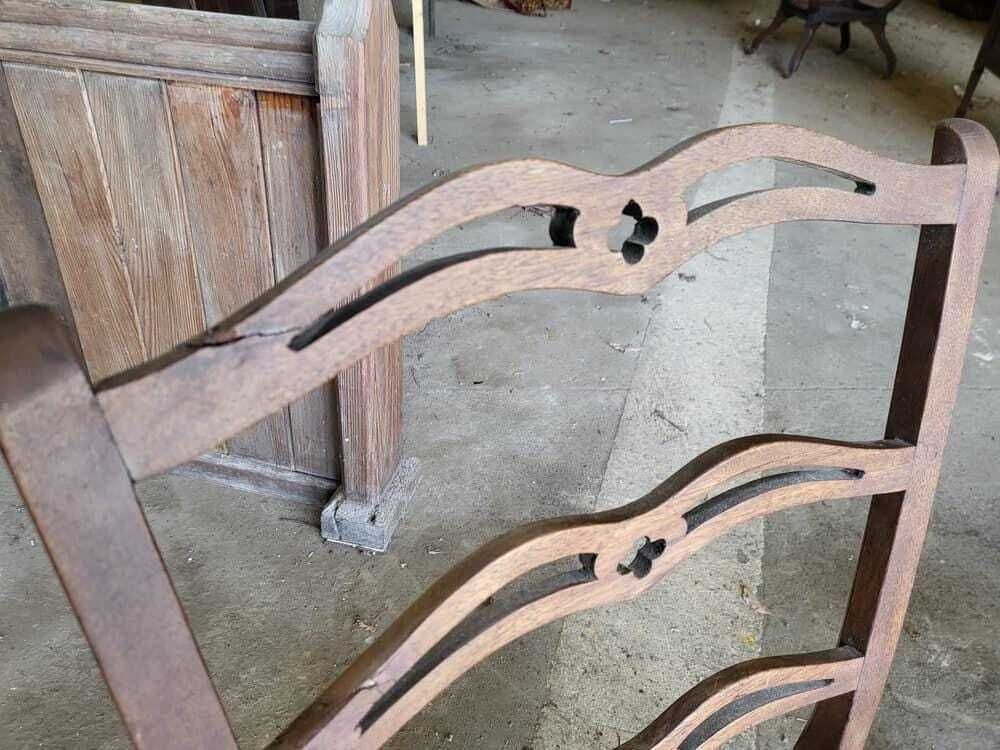 photo for sale Four Antique Georgian Ribbon Back Dining Chairs Square Legs