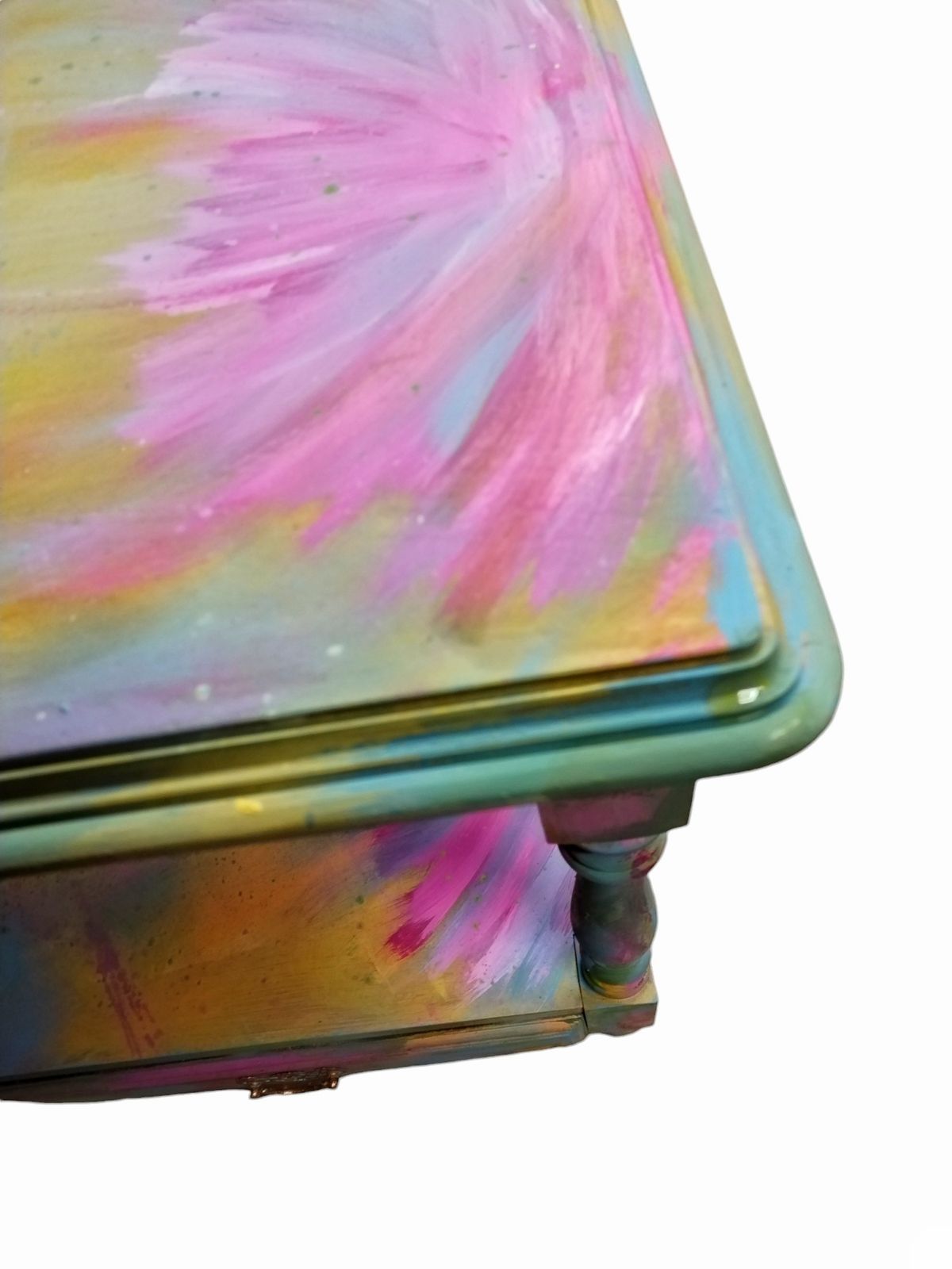 Maximalist Hand Painted End Table | Vibrant Psychedelic Art Furniture | Designer Bohemian Accent Piece photo buy